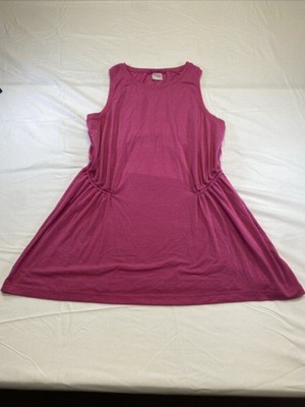 Athleta Air Out Cinch Tank Tunic Top Hot Pink Crew Neck Women M Sleeveless Ruche